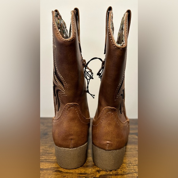 Pop Toddler/Little Girls Cognac Sanchee Block Heel Cowboy Boots NWT Various Size - Picture 6 of 10